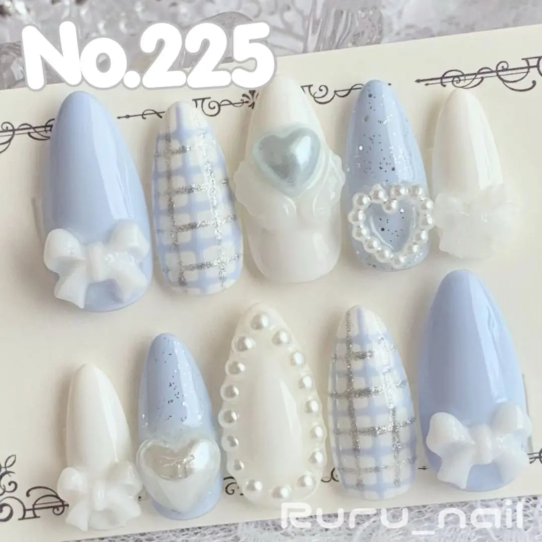 Nail tip ❤︎ Blue White Mass-produced landmine Korea Wanhong Initial sparkle