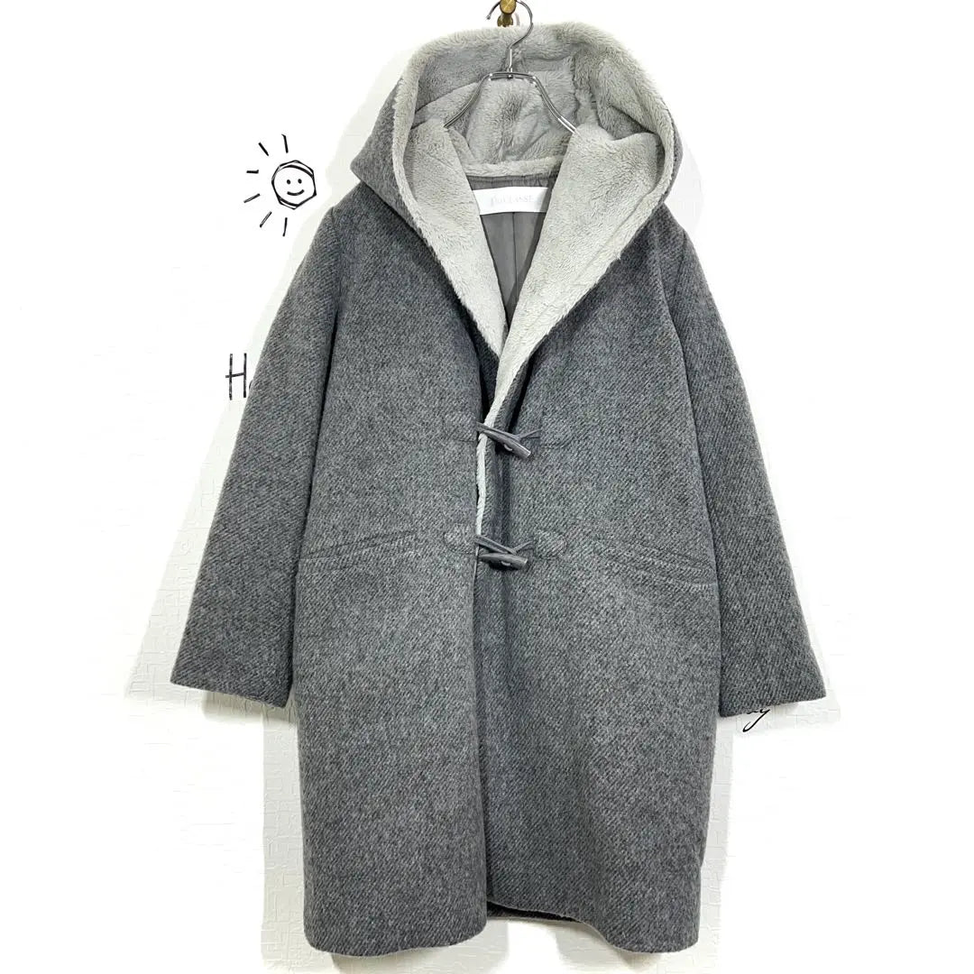 De Classe Down Coat (M) Hooded fur Toggle Boa Gray Duffel▼