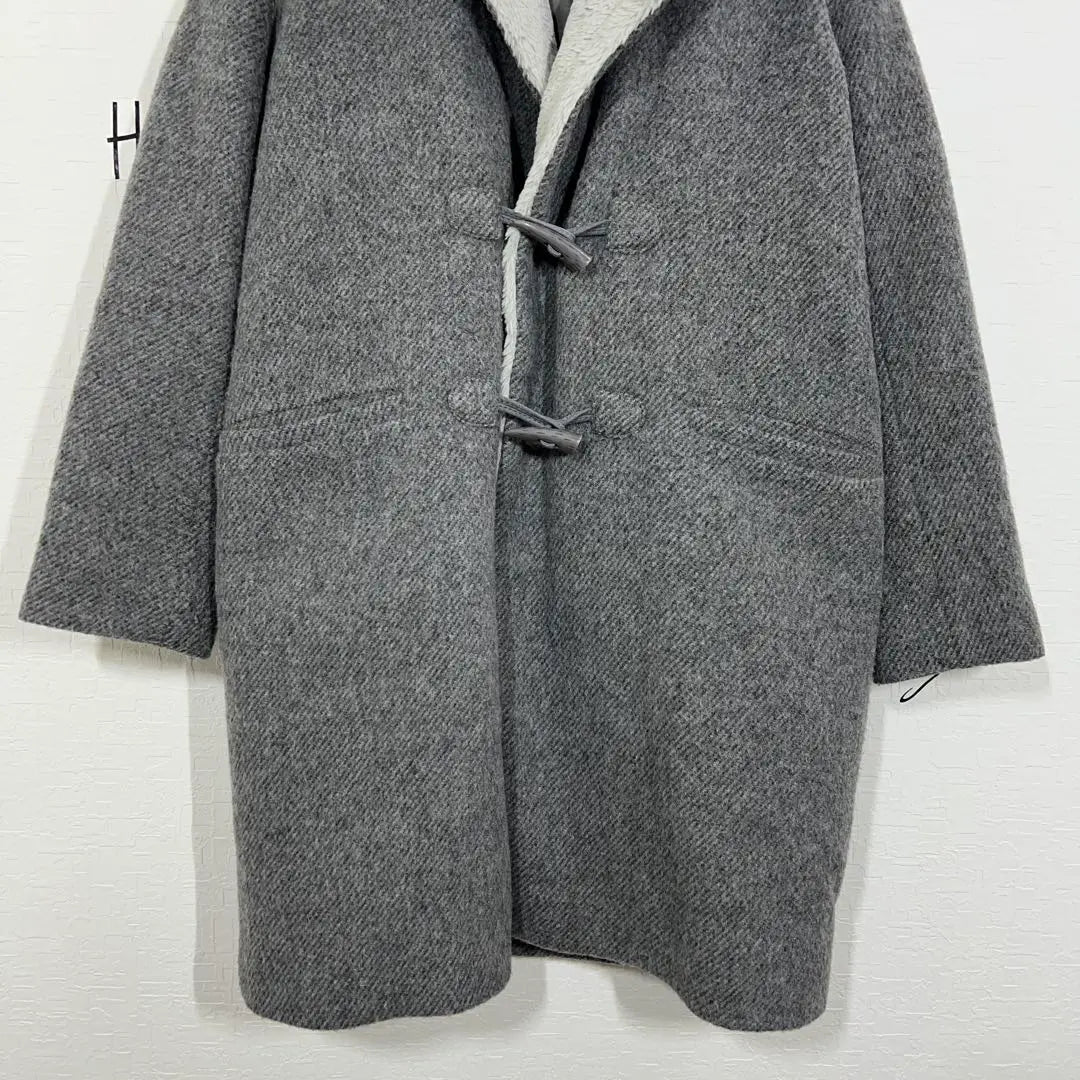 De Classe Down Coat (M) Hooded fur Toggle Boa Gray Duffel▼