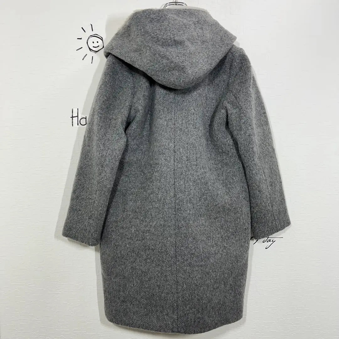 De Classe Down Coat (M) Hooded fur Toggle Boa Gray Duffel▼