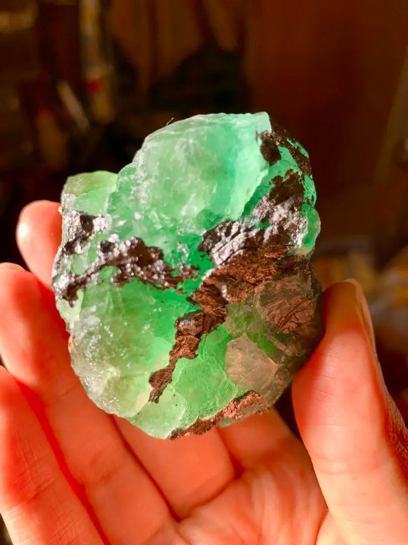 Rare color Peruvian fluorite raw stone mineral specimen tourmaline jade green