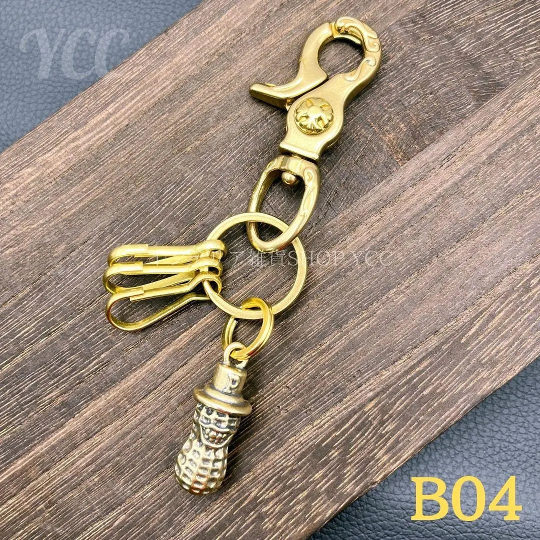 Keychain Carabiner Keyring Brass Harley B04 Brass