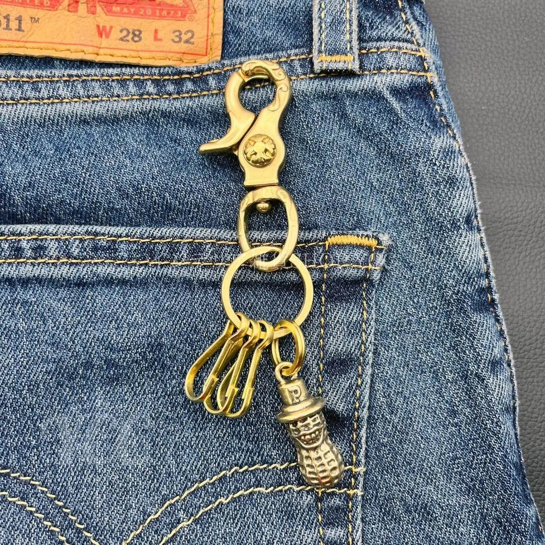 Keychain Carabiner Keyring Brass Harley B04 Brass