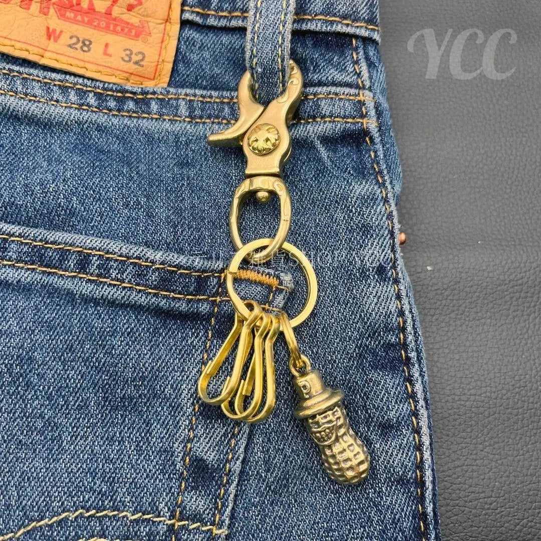 Keychain Carabiner Keyring Brass Harley B04 Brass