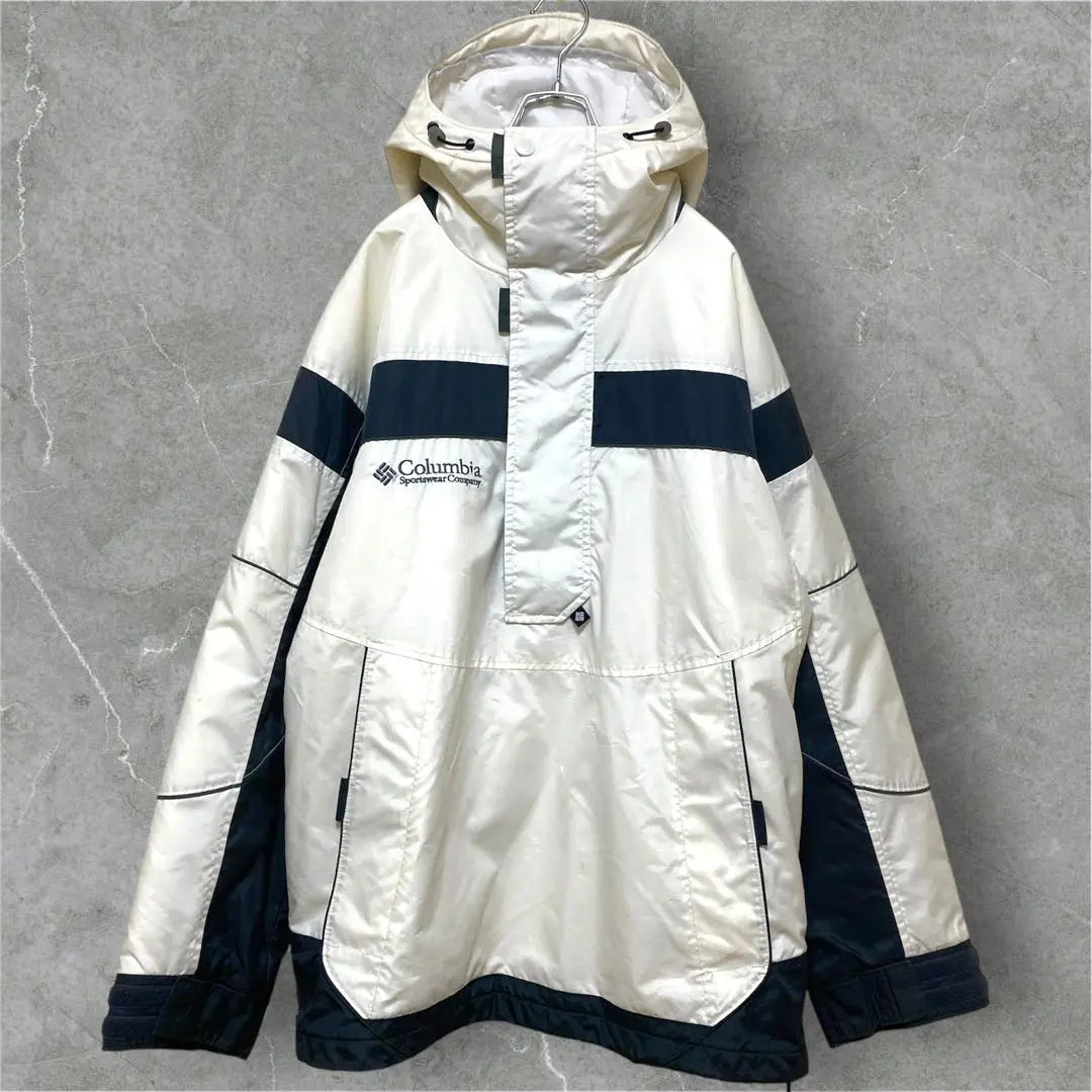 Chaqueta De Algodón Colombia Barata Hombre S Blanco Con Media Cremallera Logotipo Bordado | 激安 コロンビア 中綿ジャケット メンズ S ホワイト ハーフジップ 刺繍ロゴ