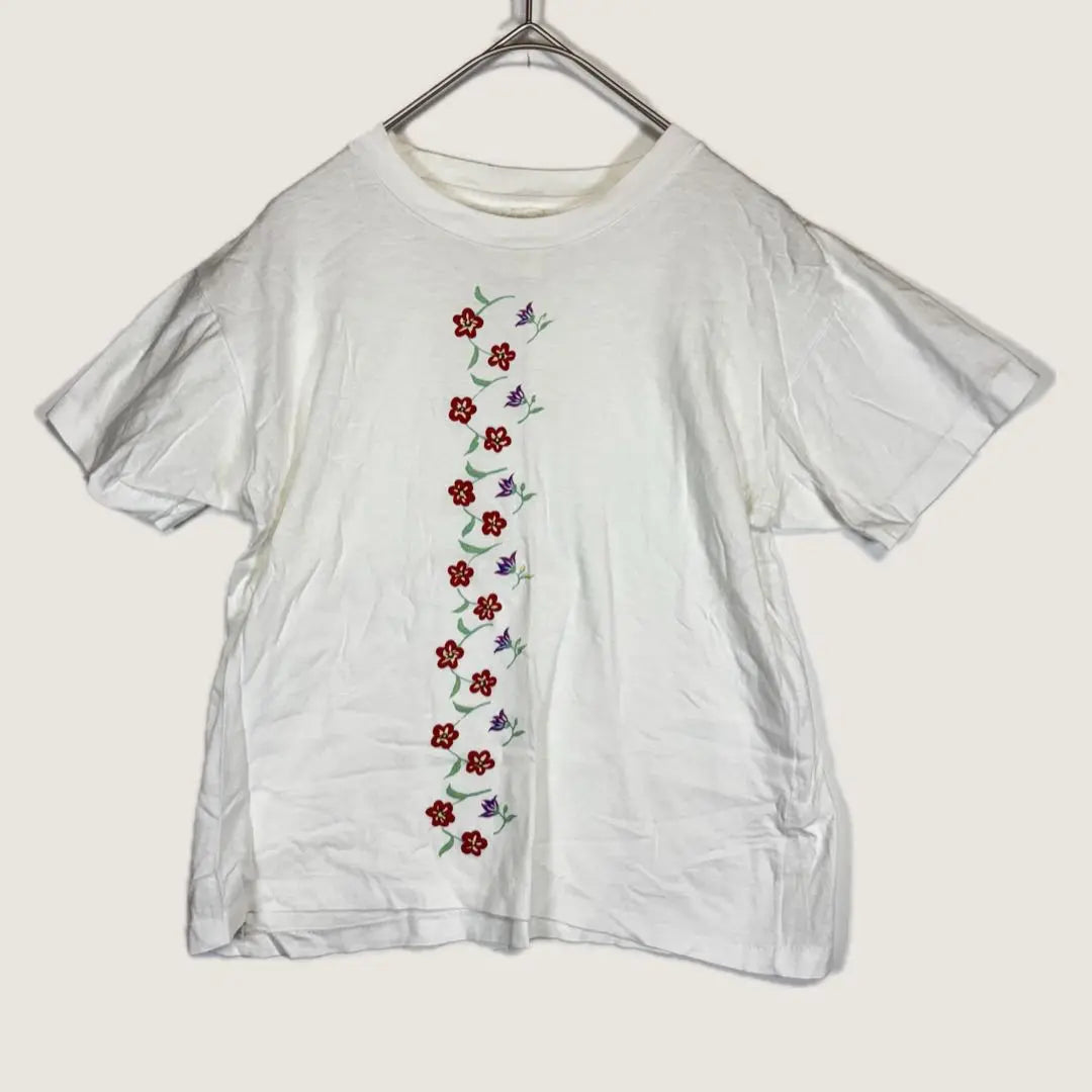 924KENZOCLUB90s Printed floral pattern short sleeve cut and sew T-shirt logo rare rare white M