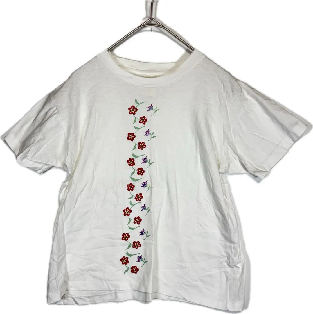 924KENZOCLUB90s Printed floral pattern short sleeve cut and sew T-shirt logo rare rare white M