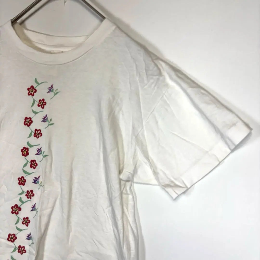 924KENZOCLUB90s Printed floral pattern short sleeve cut and sew T-shirt logo rare rare white M