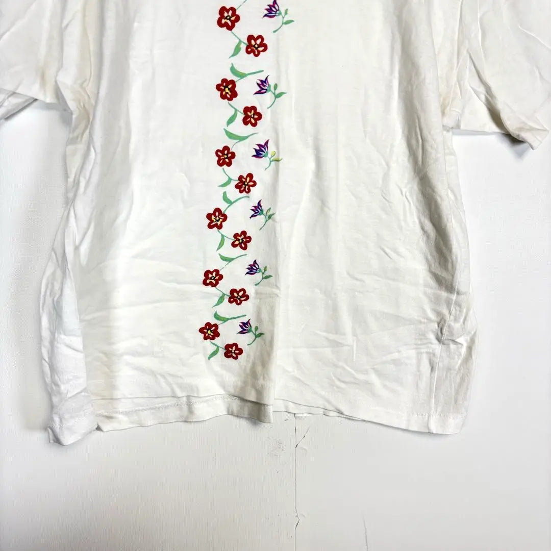 924KENZOCLUB90s Printed floral pattern short sleeve cut and sew T-shirt logo rare rare white M