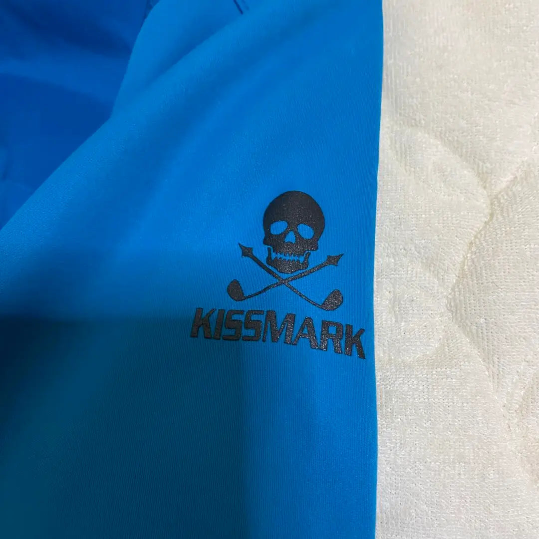 Kiss Mark Golf Wear Zip Up Outerwear Blue Blue Skull M