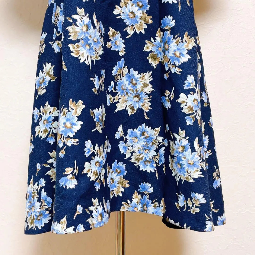 [Extremely beautiful] Bomel Three Switching Design Short Sleeve Floral A-Line Flare Dress