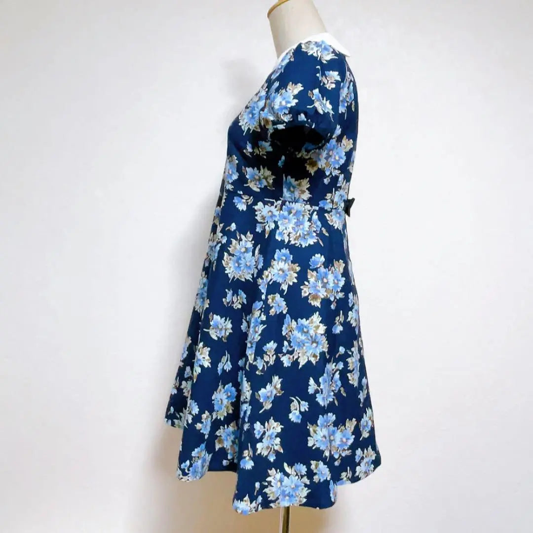 [Extremely beautiful] Bomel Three Switching Design Short Sleeve Floral A-Line Flare Dress