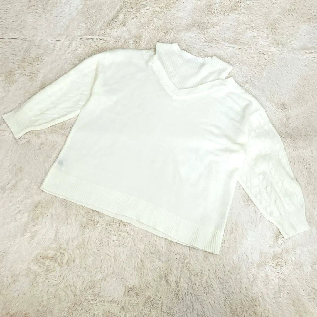 ✨️Extremadamente hermosa✨️SHEIN Jersey de punto con hombros descubiertos, blanco, 4L, grande