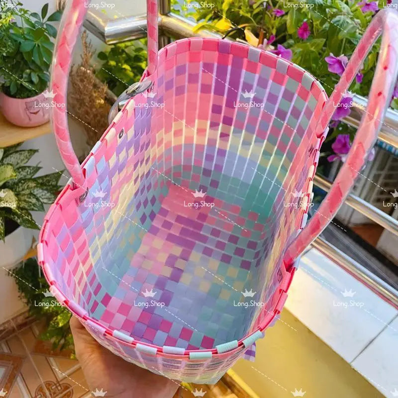 Plastic basket V33 Handmade PP band eco bag colorful