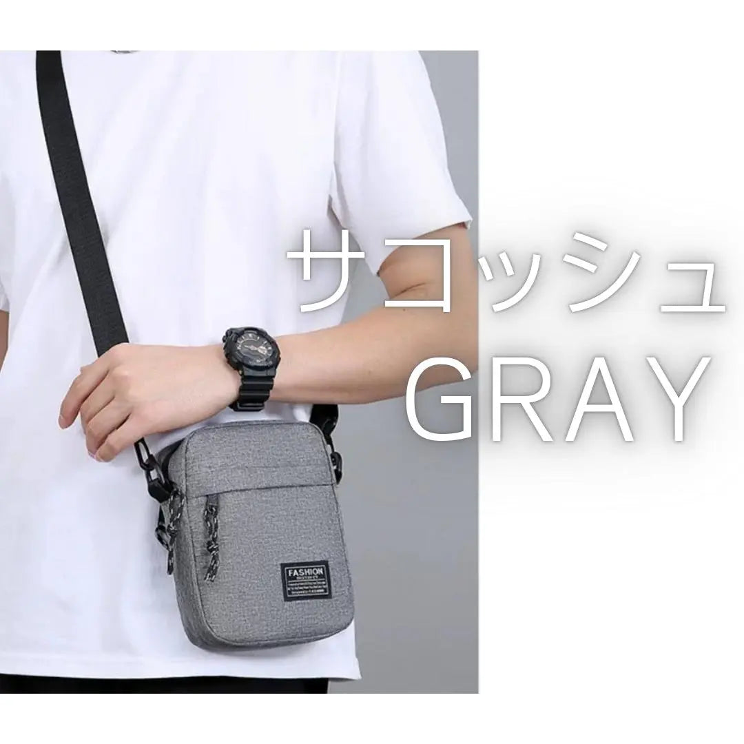 Bolso de hombro Sacoche gris para mujer, pequeño, unisex, gran capacidad