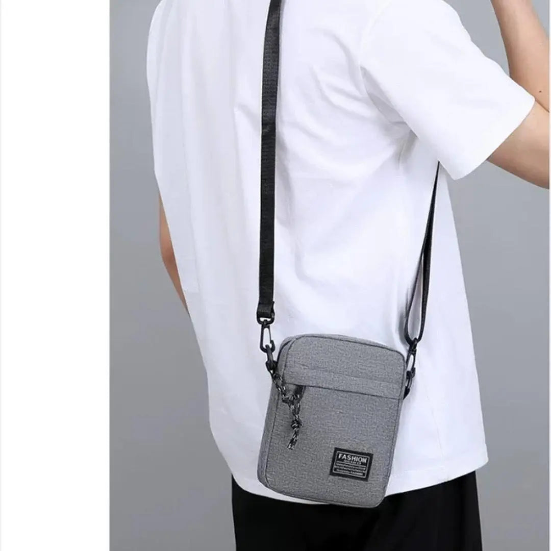 Bolso de hombro Sacoche gris para mujer, pequeño, unisex, gran capacidad