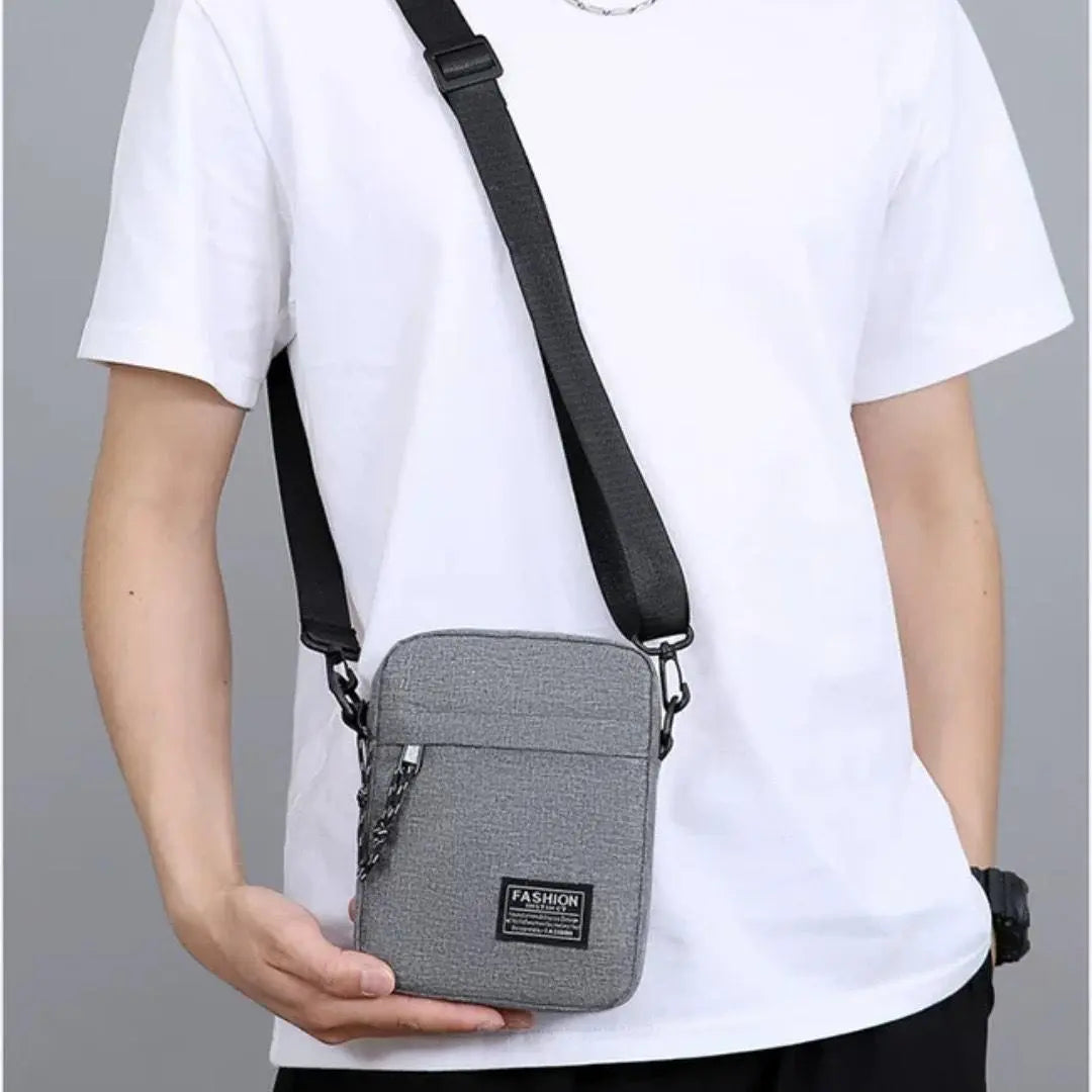 Bolso de hombro Sacoche gris para mujer, pequeño, unisex, gran capacidad