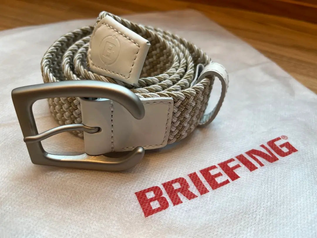 BRIEFING Golf Mesh Belt Beige & White M