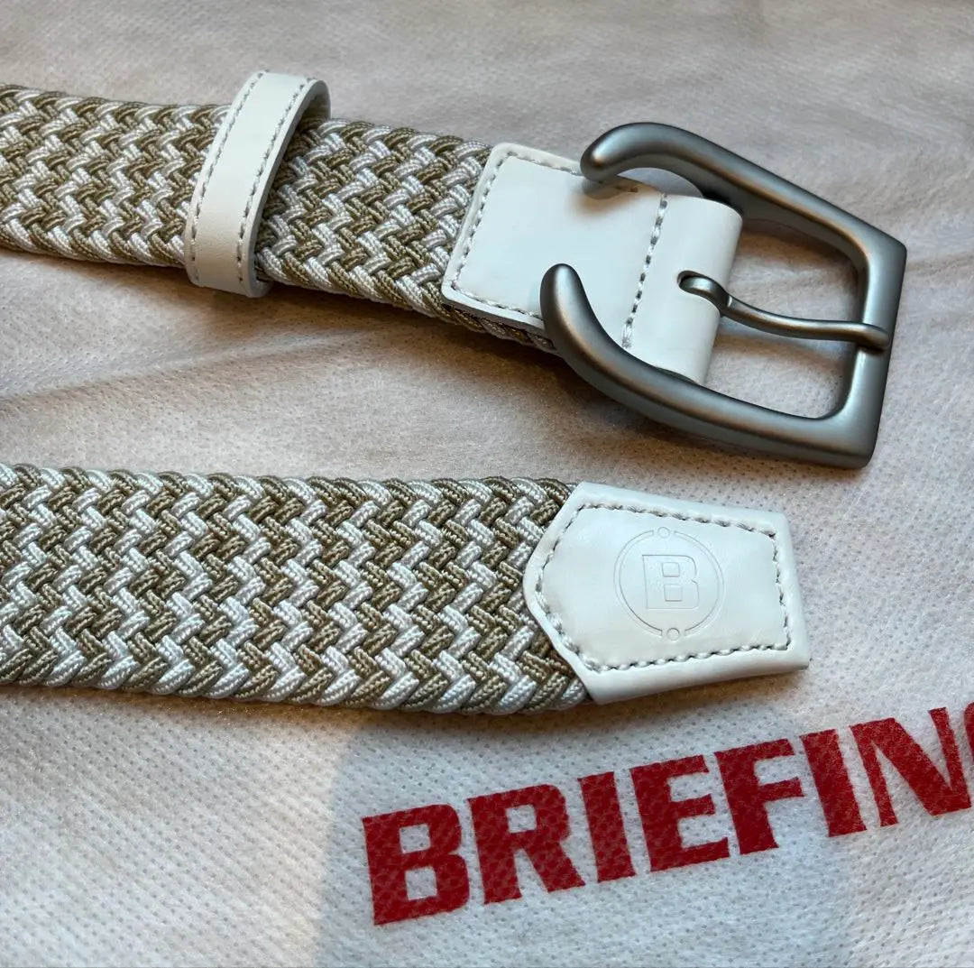 BRIEFING Golf Mesh Belt Beige & White M