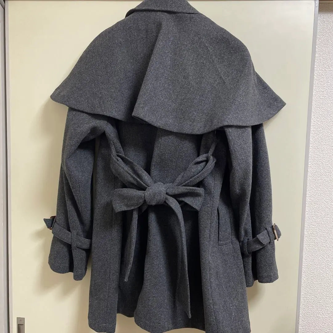 OLIVE des OLIVE Cape-equipped mid coat charcoal