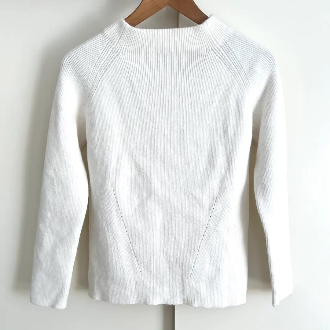 she mo shelly white knit sweater bottle neck long sleeve