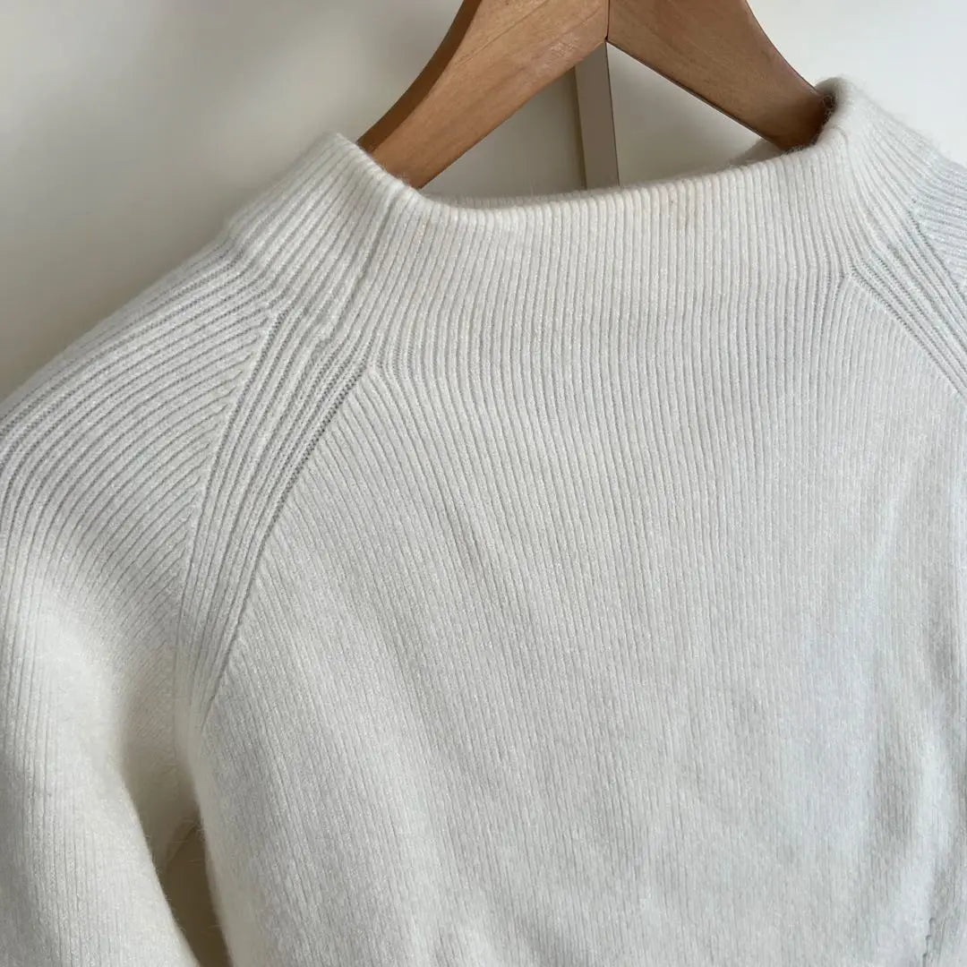 she mo shelly white knit sweater bottle neck long sleeve