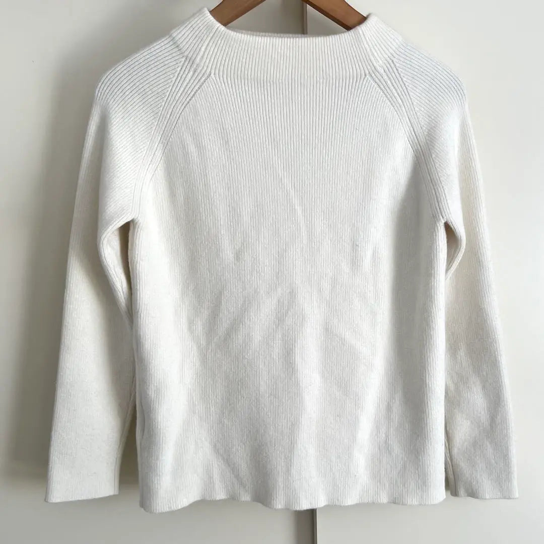 she mo shelly white knit sweater bottle neck long sleeve