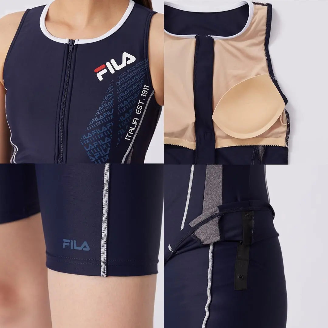 [Nuevo] Traje de baño de fitness FILA con cremallera completa, tankini, 13 l, NV