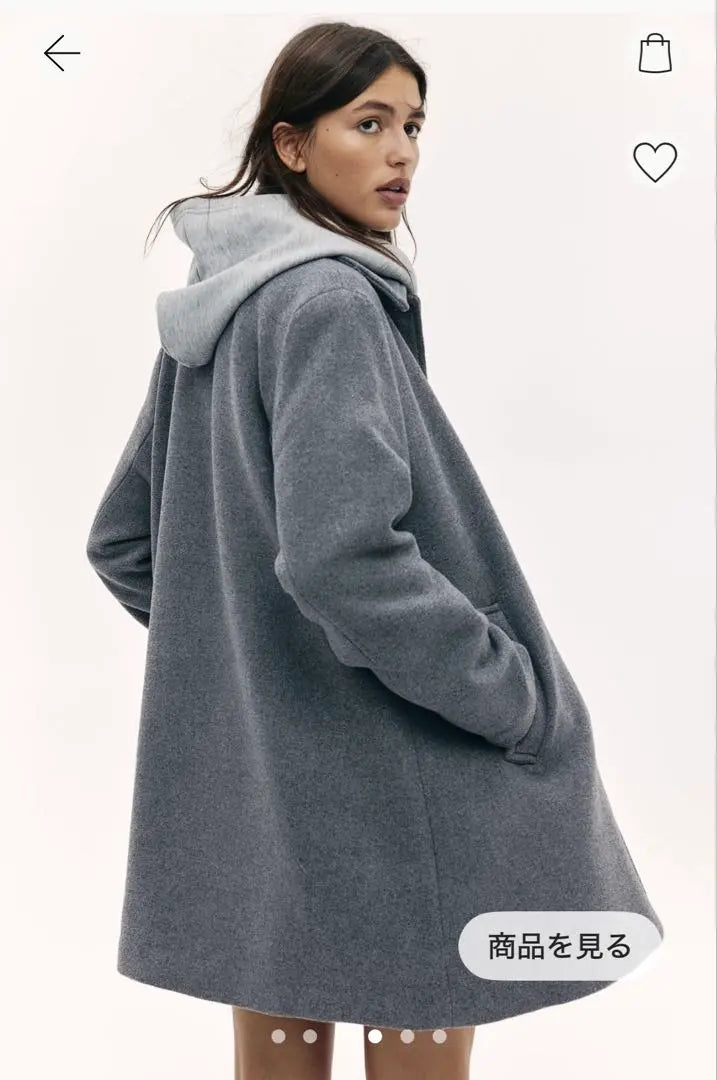 H&M Knee Length Coat Grey