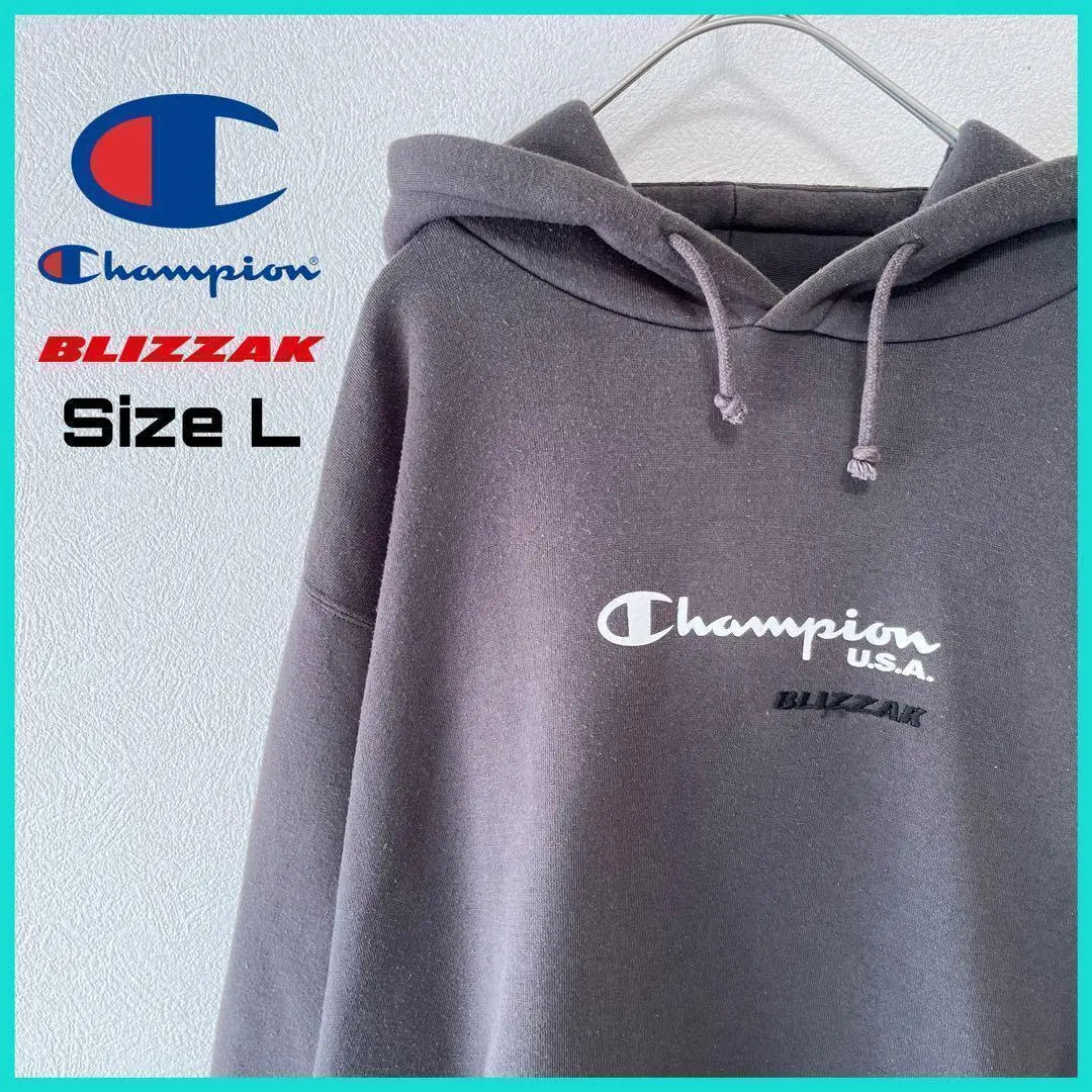 Champion Parka L Corporate Logo Blizzak Collab Gray Used Clothing Rare.92