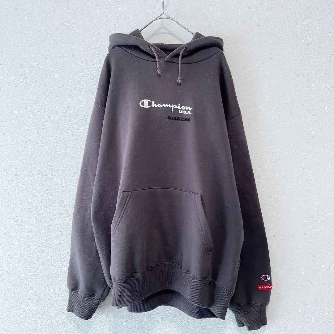 Champion Parka L Corporate Logo Blizzak Collab Gray Used Clothing Rare.92