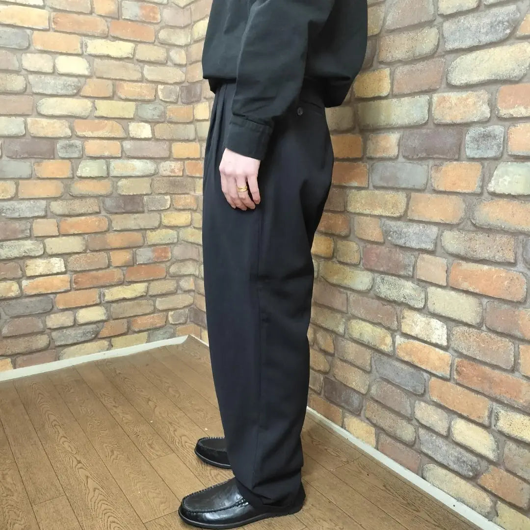 ★ Italy ★ Good condition ★ 2 Tack Black Pants Trouser SL1-455