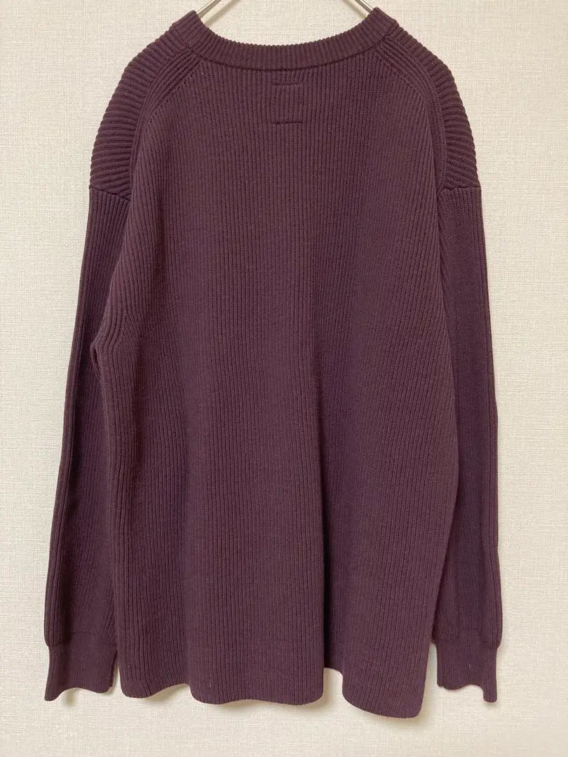 Batner Hard Twist Wool Knit Sweater Men's Bordeaux