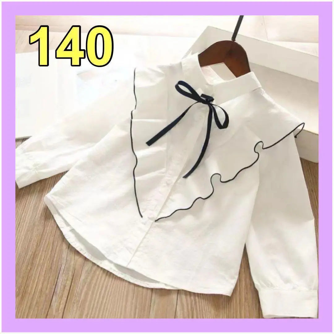 140 Blouse Ribbon with Ribbon neatly transparent thin formal long sleeves