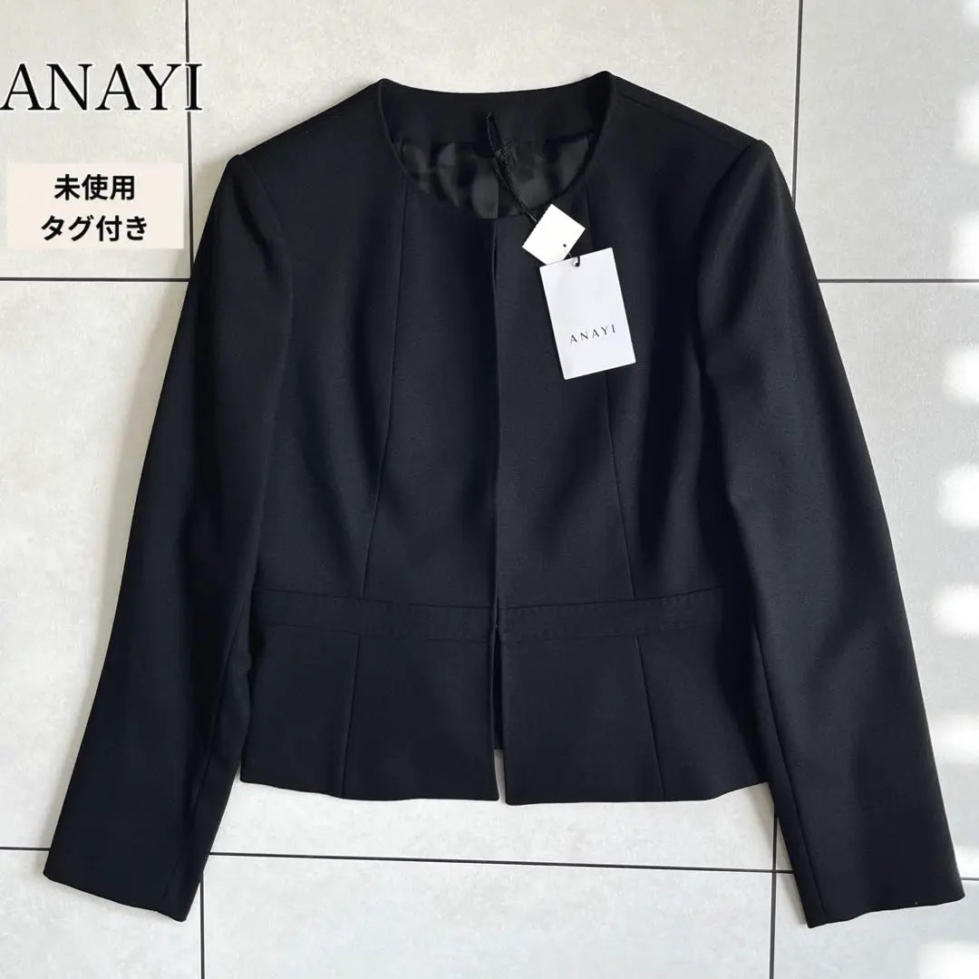 [Unused tag included] ANAYI no-collar jacket, peplum, black