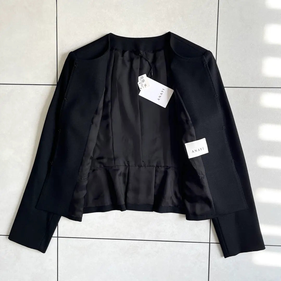 [Unused tag included] ANAYI no-collar jacket, peplum, black