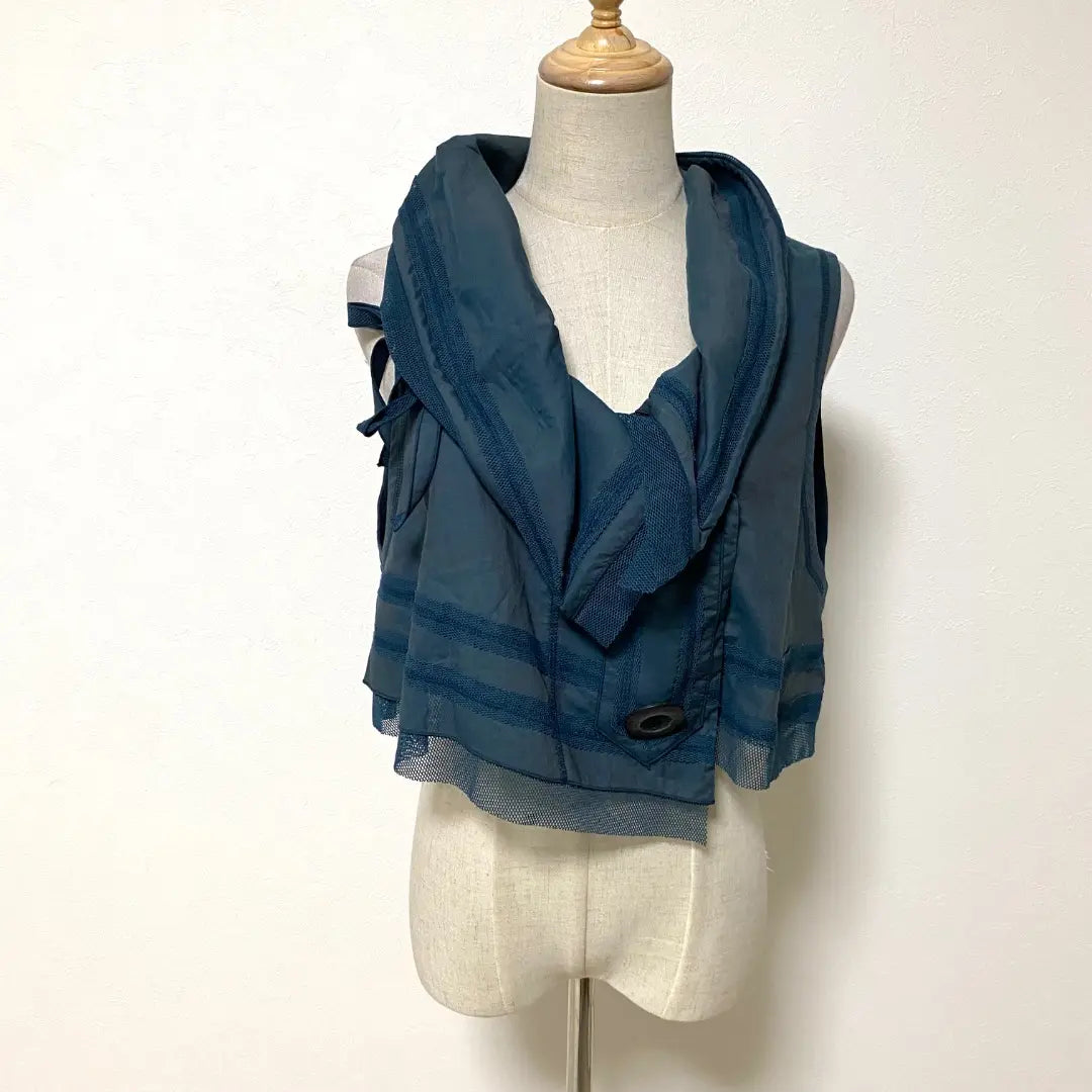 EIKO KONDO Marine Blue Collar Mesh Vest