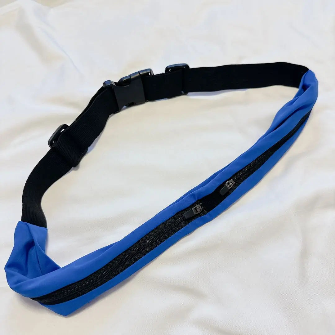 Running pouch Waist pouch, 2 independent pockets, thin, lightweight, non-swaying, blue