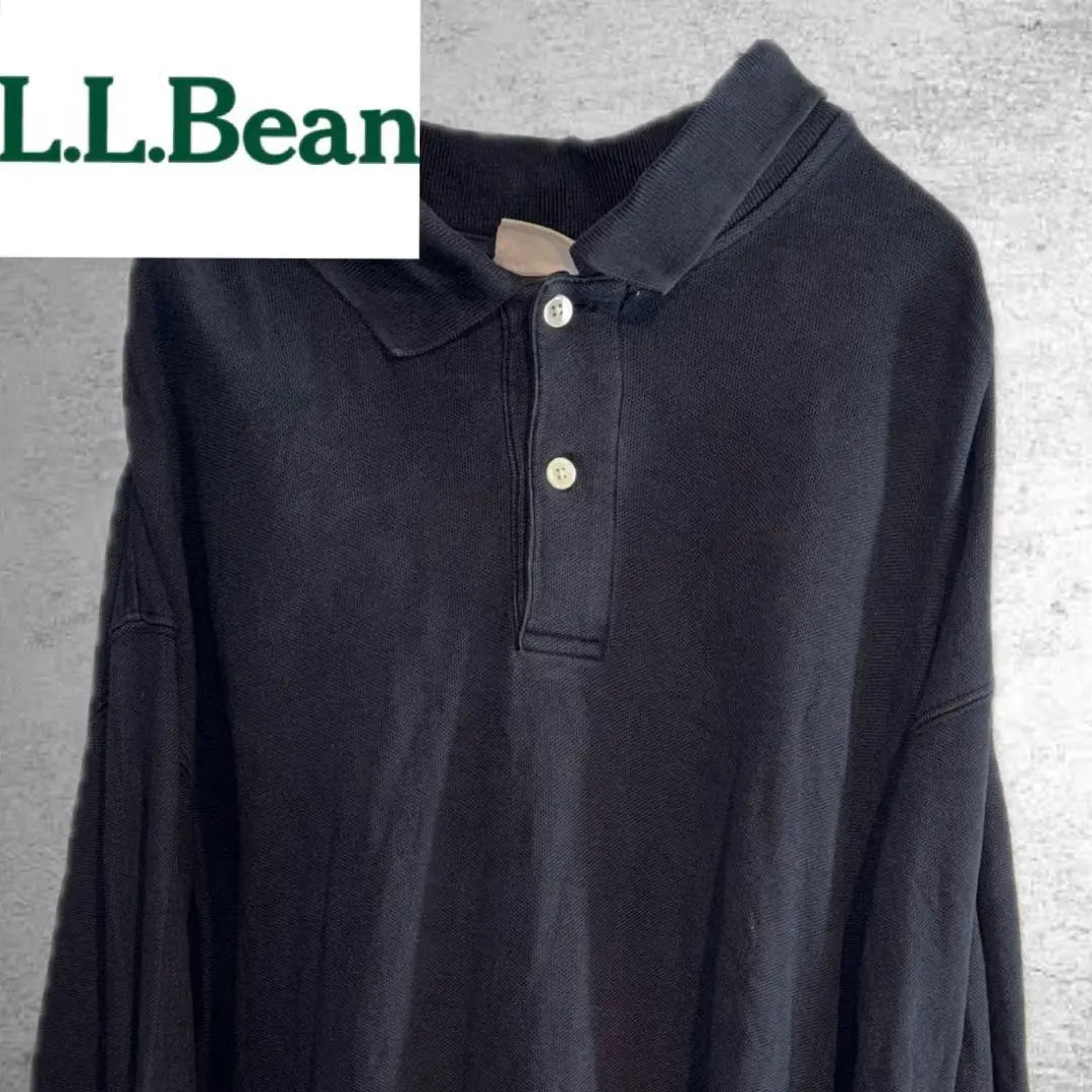 LL Bean Long Sleeve Black Polo Shirt for Men L