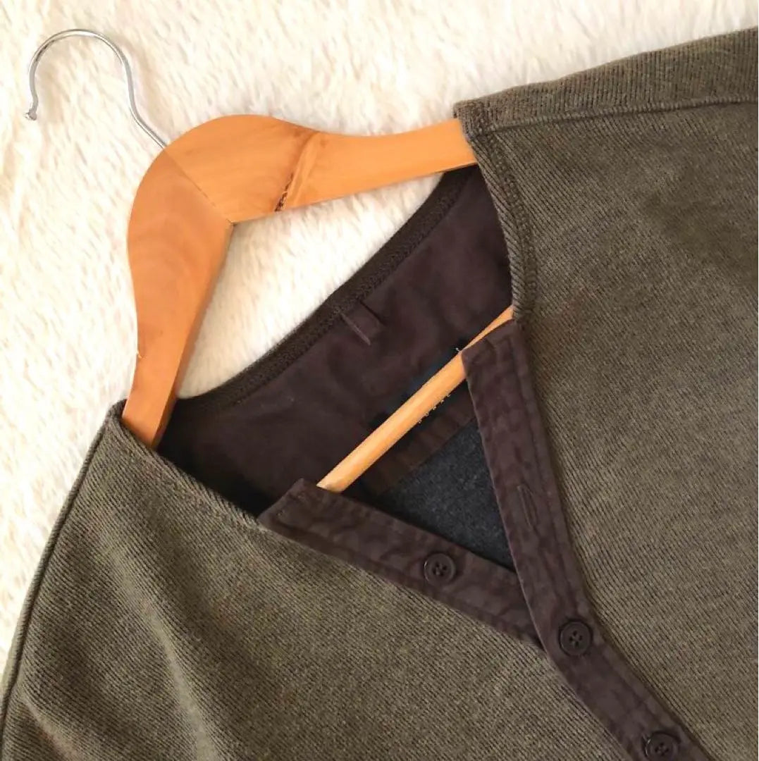 23 Ward Large Size 4L Olive Green V-Neck Long Sleeve Top Pullover