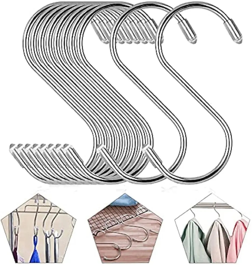 S-shaped hook S-shaped hook S-shaped hook Stainless steel 20 pieces set Silver