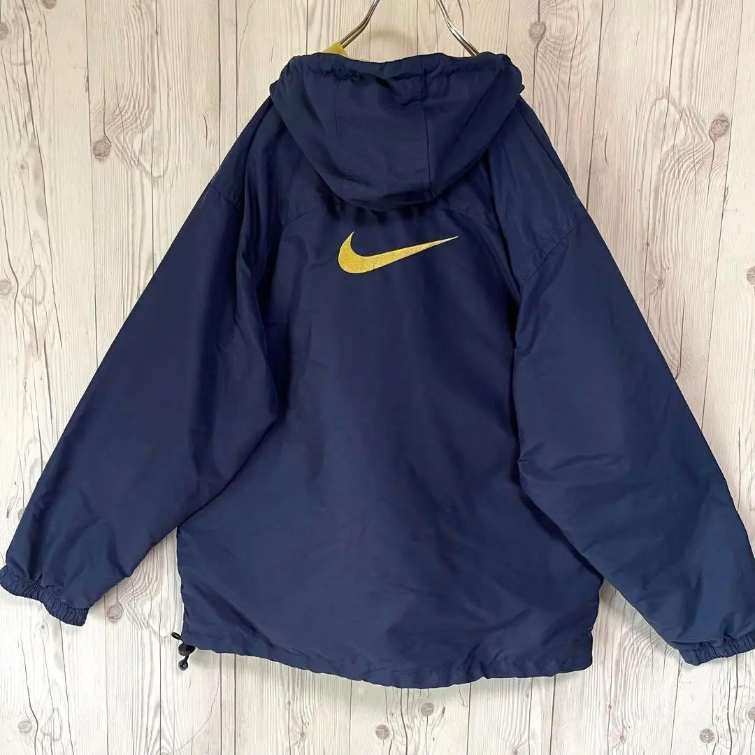 90s white tag NIKE hoodie nylon jacket back logo navy men's M