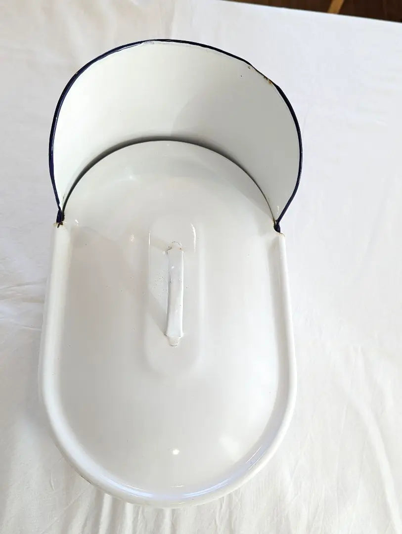 Retro Enamel Pot Baby Enamel White Pot Container Miscellaneous Goods