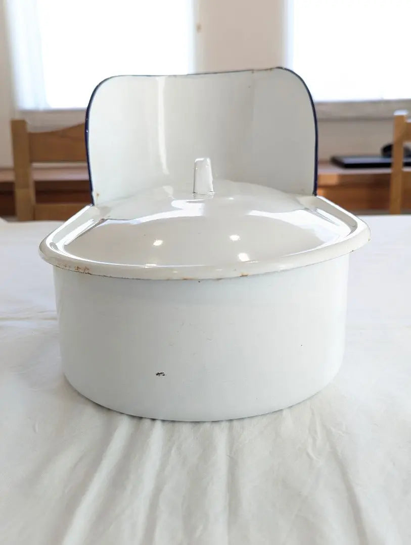 Retro Enamel Pot Baby Enamel White Pot Container Miscellaneous Goods