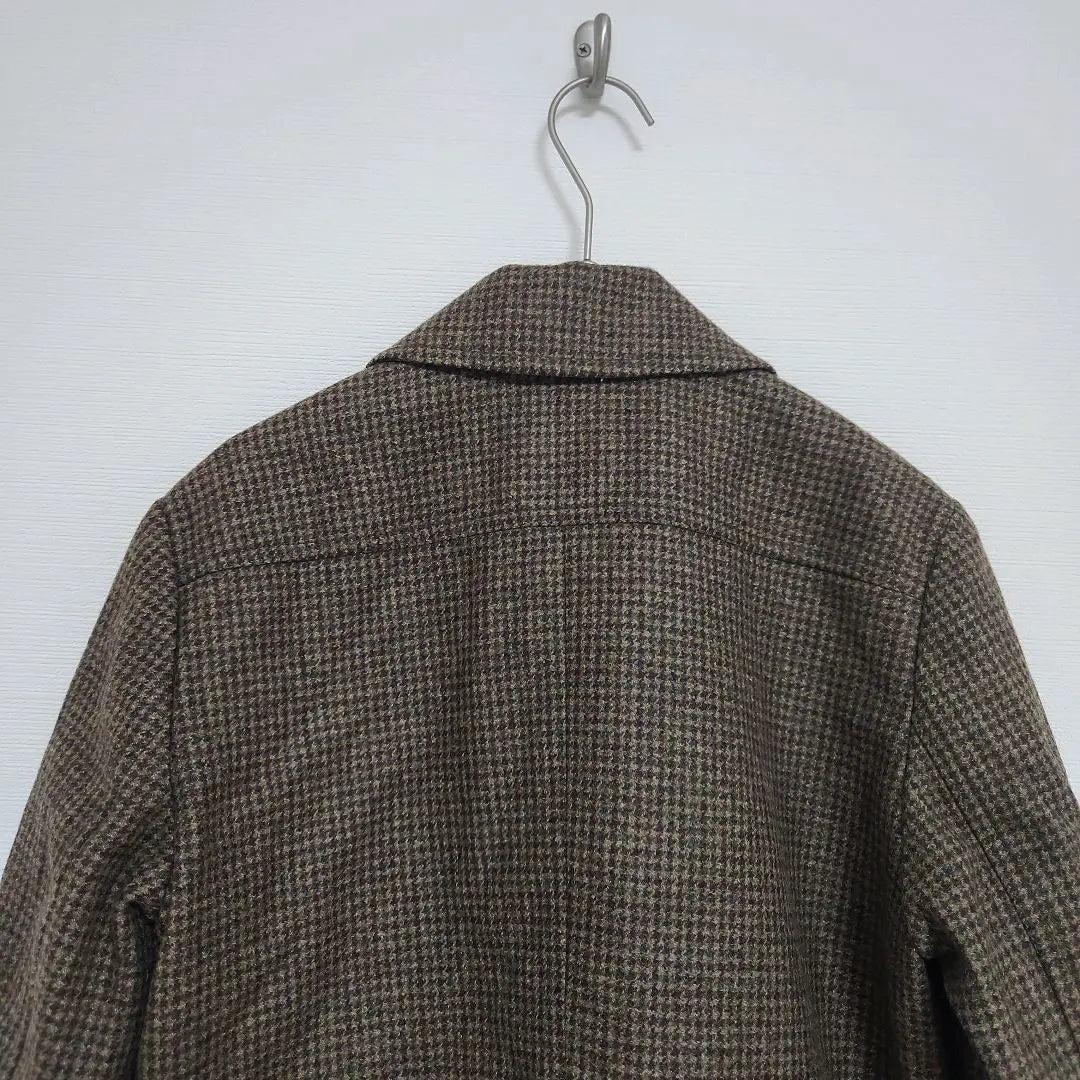 Paul Stuart Houndstooth Pattern Coat [S] Brown Virgin Wool Blend