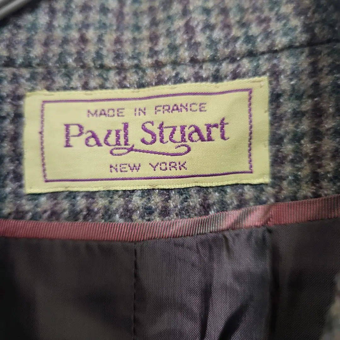 Paul Stuart Houndstooth Pattern Coat [S] Brown Virgin Wool Blend