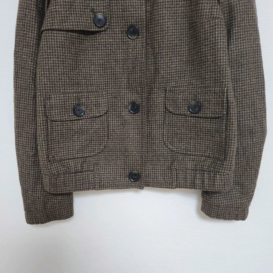 Paul Stuart Houndstooth Pattern Coat [S] Brown Virgin Wool Blend