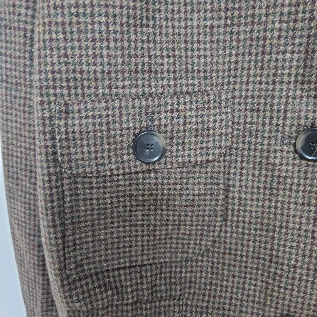 Paul Stuart Houndstooth Pattern Coat [S] Brown Virgin Wool Blend