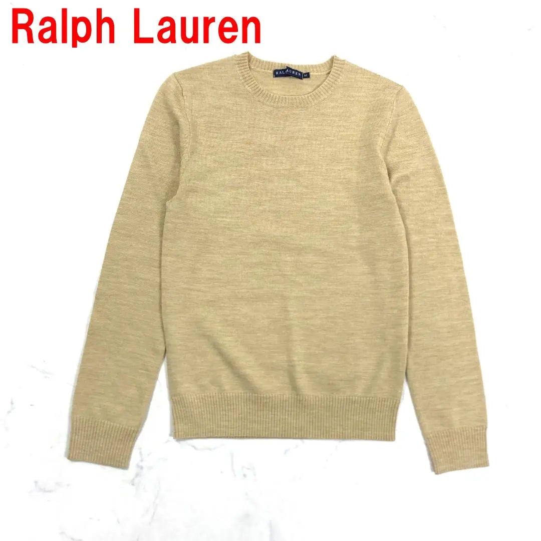 A4927 Ralph Lauren Long Sleeve Knit Sweater Wool Beige M