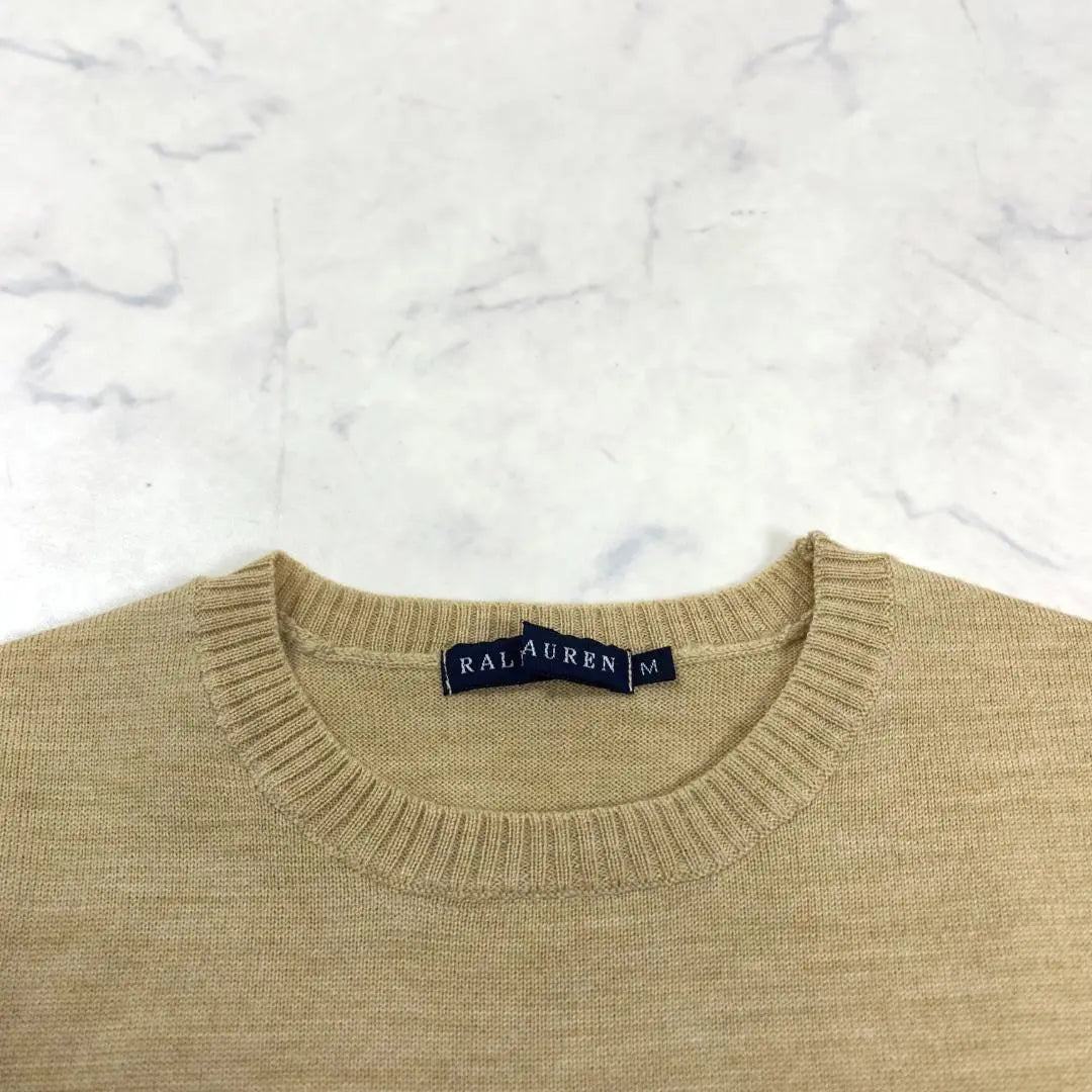 A4927 Ralph Lauren Long Sleeve Knit Sweater Wool Beige M